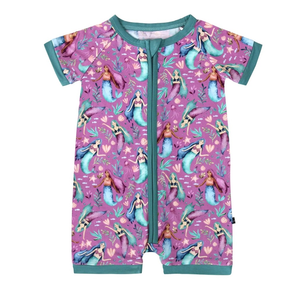 Sleepy Sloth “Mermazing Mermaids” Bamboo Romper – 18–24 Months – EUC